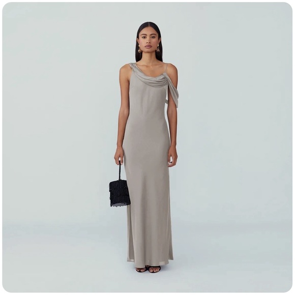 Fame And Partners Francois Dress in Dark Tan - Picture 4 of 5